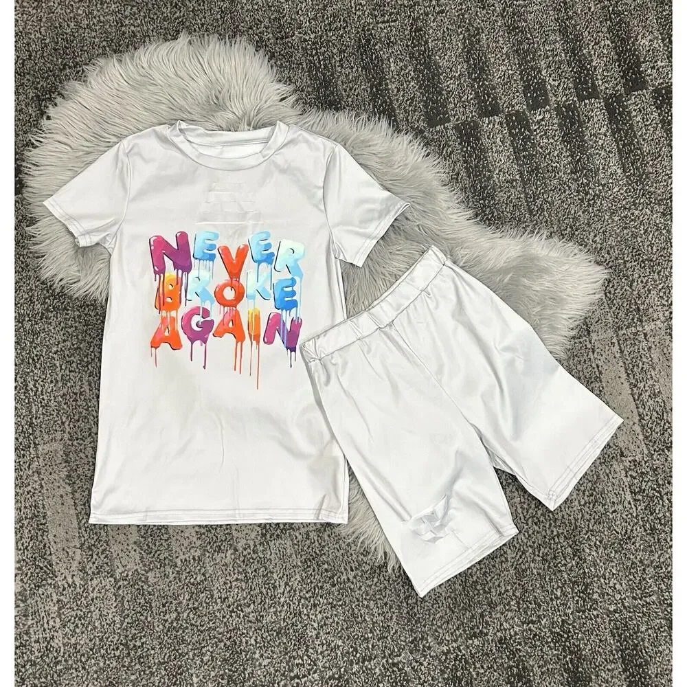 New Fashion Women's Summer SS Never Broke Again‎ Sporty Jumpsuit 2pcs size S